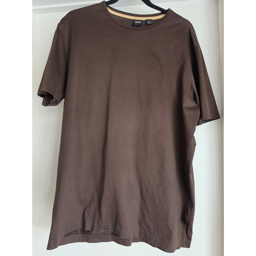 BOSS Men's Brown Cotton Short Sleeve T-Shirt XL Crew Neck Regular Fit